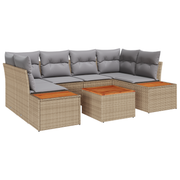 Loungeset 6-delig poly riet acacia beige