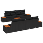 Tuinset poly rattan 9-delig zwart acacia