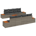 Loungeset 9-delig poly rattan grijs acacia