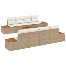 9-delige Tuinbankenset met kussens poly rattan acacia beige