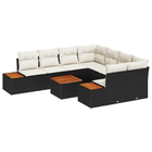 Loungebank set 9-delig poly rotan zwart 6 personen