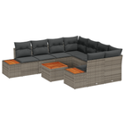 Tuinset poly rattan acacia grijs 9-delig