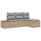 Loungeset 4-delig polyrattan acacia beige