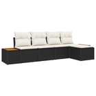 Tuinset poly rattan acacia 6-delig zwart crème