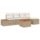 Tuinset polyrattan acacia 6-delig beige crème