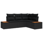 Tuinbankenset polyrattan acacia 4-delig zwart