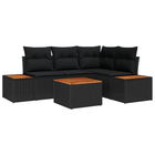 Tuinbankenset 5 delig polyrattan acacia zwart