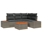 Tuinbankenset polyrattan acacia grijs modulair
