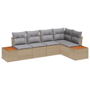 Loungebank set poly rattan 5-delig beige