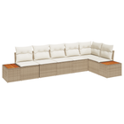 Loungebankenset 6-delig polyrattan acacia beige
