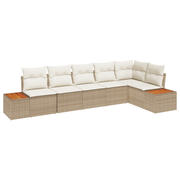 Loungebankenset 6-delig polyrattan acacia beige