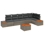 Garden Lounge Set with Cushion and Storage 6 pcs Grey Poly Rattan
