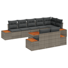 Tuinbankenset poly rattan acacia hout grijs 9-delig