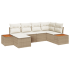 Garden Lounge Set with Cushions 7 pcs Beige and Cream Polyrattan