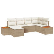 Tuinbankenset polyrattan acacia 7-delig beige