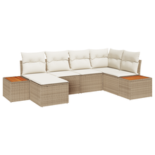 6-delige tuinsofa set met kussens in beige van poly rattan en acacia