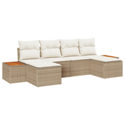 Loungebanken 6-delig poly rattan acacia beige