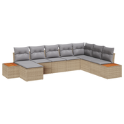 Tuinbankenset polyrattan acacia 9-delig beige lichtgrijs