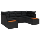 Garden lounge set with cushion and storage 6 pcs Black Polyrattan