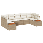Loungeset 7-delig polyrattan acacia beige