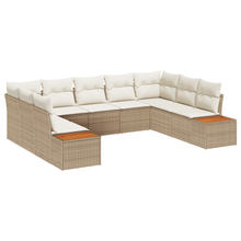 5-delige Tuinbankenset met kussens poly rattan acacia beige
