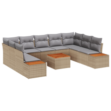 6-delige Tuinbankenset met kussens poly rattan acacia beige
