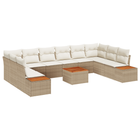Tuinset polyrattan acacia 11-delig beige