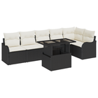 Tuin loungebankenset 7-delig poly rattan zwart