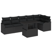 Loungebankenset 7-delig poly rattan zwart