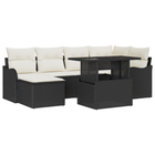 Loungebankenset 7-delig poly rattan zwart