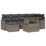 Loungebank set 7-delig poly rattan grijs