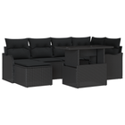 Tuin loungebank set 7-delig poly rattan zwart