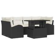 Tuinset poly rattan 7-delig zwart