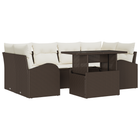Garden Sofa Set with Cushion and Storage 7 pcs Brown Poly Rattan