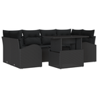Loungebank 7-delig poly rattan zwart