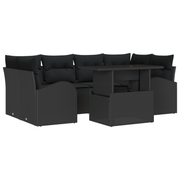 Loungebank 7-delig poly rattan zwart