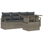 Garden Sofa Set with Storage 5 pcs Grey Poly Rattan