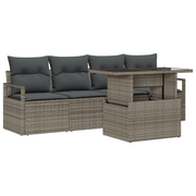 Tuinset poly rotan grijs modulair 5-delig