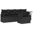 Tuin loungebank set 5-delig poly rattan zwart