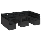 Tuinset poly rattan 10-delig zwart