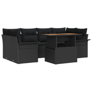 Loungebanken set 7-delig zwart poly rattan