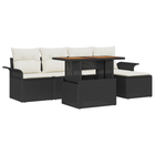 Loungebankenset 6-delig poly rattan zwart