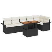 Tuinset poly rattan 7-delig zwart