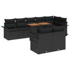 Loungeset 9-delig poly rotan zwart