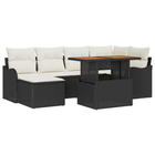 Loungebanken set 7-delig zwart poly rotan