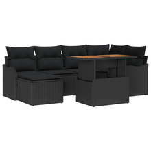 7-deligeTuinbankenset met kussens poly rattan zwart