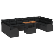 Tuinset poly rattan 11-delig zwart
