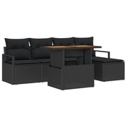 Tuinset poly rattan 6-delig zwart