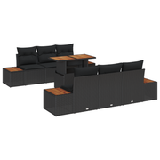 Garden Sofa Set with Storage 7 pcs Black Poly Rattan