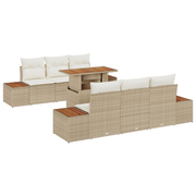 Loungebanken 7-delig poly rotan beige